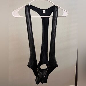 Pleather novelty jock strap singlet
